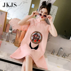 CNY Ethnic Style Embroidered Cheongsam Dress [Pre-Order] Color: Pink - Size: S-XL 569209539969#3813049454291
