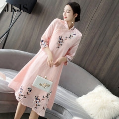CNY Ethnic Floral Embroidered Cheongsam Dress [Pre-Order] Color: Blue/Pink - Size: S-XL 569658693483#3681565560657 569658693483#3661708993679 569658693483#3661708993681 569658693483#3661708993680