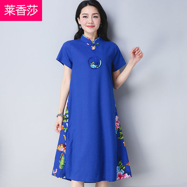 CNY Ethnic Style Embroidery Cheongsam Dress [Pre-Order] Color: Blue/Red - Size: M-2XL 567918280466#3627965161519 567918280466#3627965161518 567918280466#3627965161521 567918280466#3627965161520