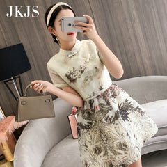 CNY Ethnic Style Embroidered Cheongsam Dress [Pre-Order] Color: Beige - Size: S-L 567576255311#3614305216107 567576255311#3614305216106 567576255311#3614305216108