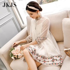 CNY Ethnic Style Embroidered Cheongsam Dress [Pre-Order] Color: Blue - Size: S-L 567408321346#3615784937455