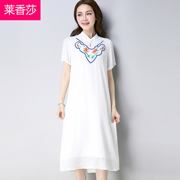 CNY Ethnic Style Embroidery Cheongsam Dress [Pre-Order] Color: Blue/White - Size: M-XL 567835396943#3791426362893 567835396943#3791426362892 567835396943#3791426362891