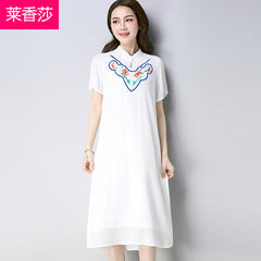 CNY Ethnic Style Embroidery Cheongsam Dress [Pre-Order] Color: Blue/White - Size: M-XL 567835396943#3791426362893 567835396943#3791426362892 567835396943#3791426362891