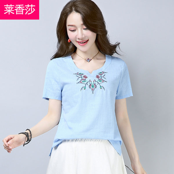 CNY Retro Style Embroidered Tops [Pre-Order] Color: Pink/Blue - Size: M-2XL 572603695222#3723599617751 572603695222#3723599617750 572603695222#3723599617753 572603695222#3723599617752