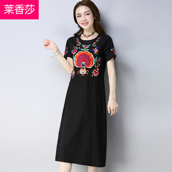 CNY Ethnic Style Embroidery Cheongsam Dress [Pre-Order] Color: Black/Red - Size: M-XL 568123891606#3792473147720 568123891606#3792473147721 568123891606#3792473147722