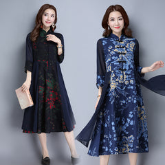 CNY Floral Embroidery Cheongsam Dress