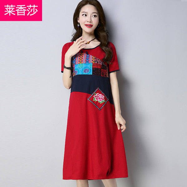 CNY Ethnic Style Embroidery Cheongsam Dress [Pre-Order] Color: Blue/Red - Size: M-2XL 568757830022#3638976448137 568757830022#3638976448136 568757830022#3638976448139 568757830022#3638976448138