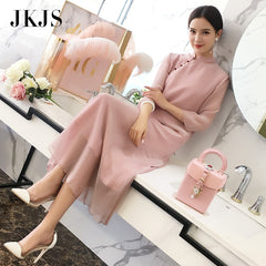 CNY Ethnic Style Chiffon Cheongsam Dress [Pre-Order] Color: Pink - Size: S-XL 568602620980#3641692169508