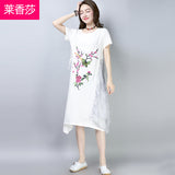CNY Ethnic Style Embroidery Cheongsam Dress [Pre-Order] Color: White/Gray - Size: M-XL 571214342118#3861410515939 571214342118#3861410515938 571214342118#3861410515940