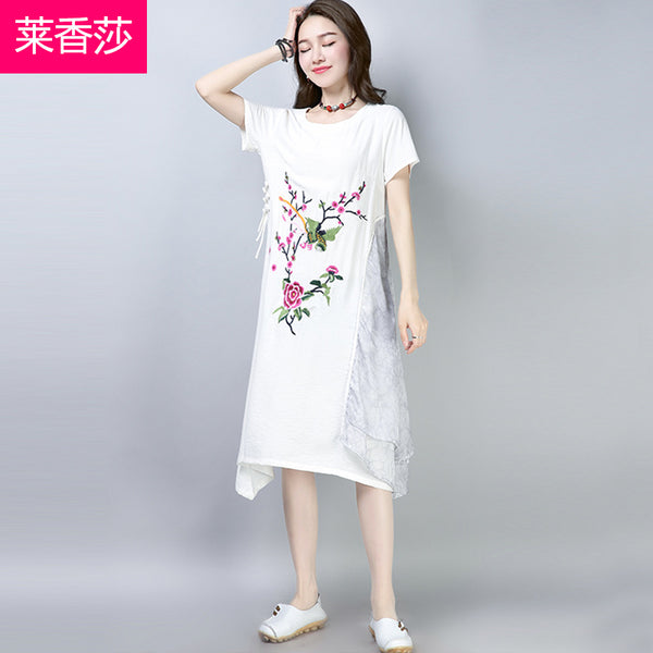 CNY Ethnic Style Embroidery Cheongsam Dress [Pre-Order] Color: White/Gray - Size: M-XL 571214342118#3861410515939 571214342118#3861410515938 571214342118#3861410515940