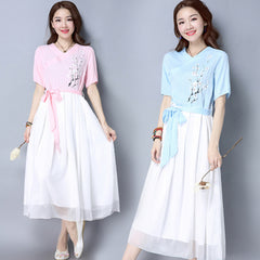 CNY Retro Style Embroidered Dress