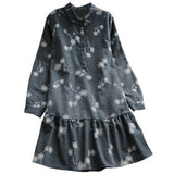 Floral Printed Ruffled Hem Shirt Dress