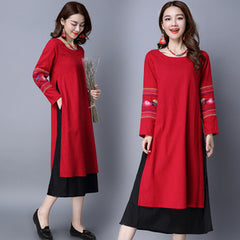 CNY Retro Style Embroidered Dress