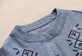 Embroidery Stripe Lattice Tie Dress
