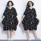 Oversize Irregular Abstract Printed Dress [Pre-Order] Color: Black/White - One Size
