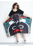 Oversize Irregular Abstract Printed Dress [Pre-Order] Color: Black/Blue - One Size