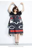 Oversize Irregular Abstract Printed Dress [Pre-Order] Color: Black/Blue - One Size