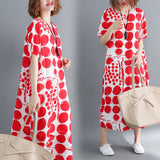 Plus-Size Dotted Printed Loose Waist Dress