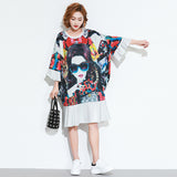 Oversize Graphic Printed Flare Hem Dress
