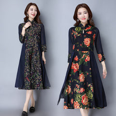 CNY Retro Style Floral Printed Dress