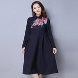 CNY Retro Style Embroidered Cheongsam Dress