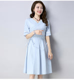 CNY Ethnic Style Embroidery Dress [Pre-Order] Color: Blue - Size: S-XL