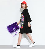 Oversize Graphic Printed Top Dress [Pre-Order] Color:  Black - One Size