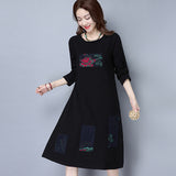 CNY Retro Style Ethnic Patches Dress