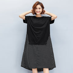 Oversize Dotted Print Hem Dress
