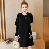 Plus-Size Embroidery Shift Dress