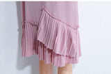 Oversized V-Neck Flare Hem Dress [Pre-Order] Color:  Pink - One Size