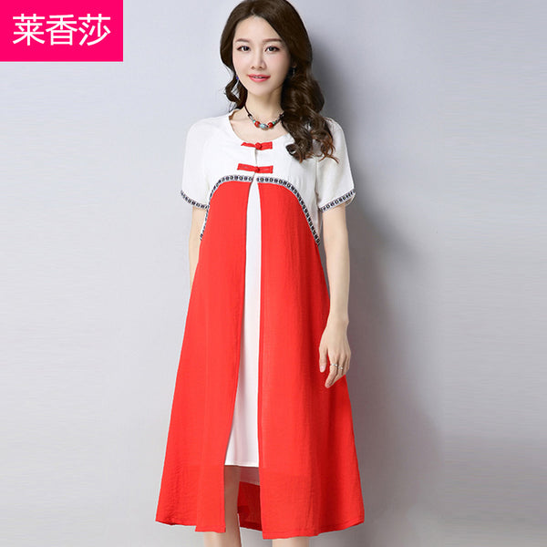 CNY Ethnic Style Embroidery Cheongsam Dress [Pre-Order] Color: Red/Yellow - Size: M-2XL 566268432917#3763572919571 566268432917#3763572919573 566268432917#3763572919572 566268432917#3763572919574