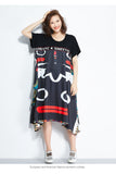 Oversize Irregular Abstract Printed Dress [Pre-Order] Color: Black/Blue - One Size