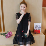 Plus-Size Contrast Frill Dress