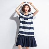 Oversize Stripe Top Pleated Hem Dress