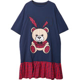 Oversize Graphic Printed Flare Hem Dress [Pre-Order] Color:  Dark Blue - One Size