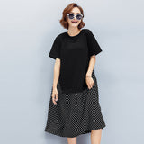 Oversize Dotted Print Hem Dress