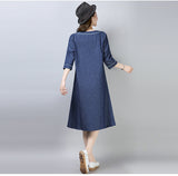 CNY Ethnic Style Embroidery Cheongsam Dress [Pre-Order] Color: Blue/Gray - Size: M-2XL