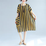 Plus-Size Vertical Stripes Dress 567136473649#3777750507659