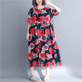 Plus-Size Loose Waist Floral Print Dress