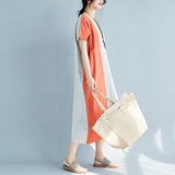 Plus-Size Loose Waist Color Dress