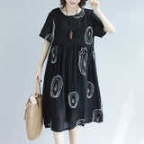 Plus-Size Pleated Loose Waist Dress