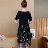 Plus-Size Floral Pleated Mesh Dress