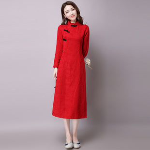 CNY Retro Style Jacquard Cheongsam Dress