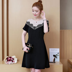 Plus-Size Embellished Neckline Shift Dress