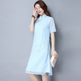 CNY Retro Style Embroidery Cheongsam Dress