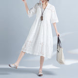 Plus-Size Loose Waist V-Neck Dress