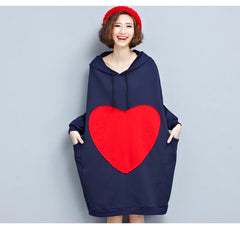 Oversize Graphic Printed Hooded Top Dress [Pre-Order] Color:  Blue - One Size