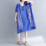 Plus-Size Geometric Print V-Neck Dress