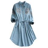 Floral Embroidery Shirt Dress